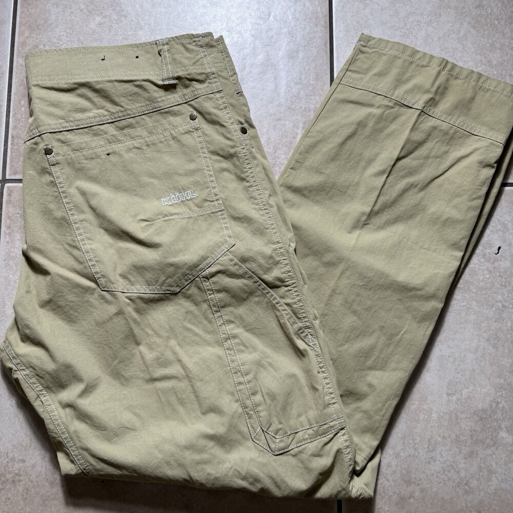 Kuhl Revolvr Men's 38x32 Khaki Patina Straight Leg Hiking Pants Stretch Cotton